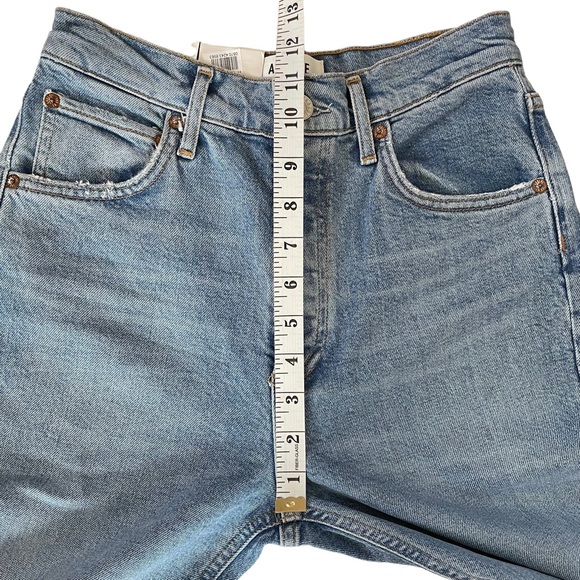 Agolde Riley High-Rise Distressed Straight Crop Jeans Stretch Button Fly NWT - Picture 11 of 16